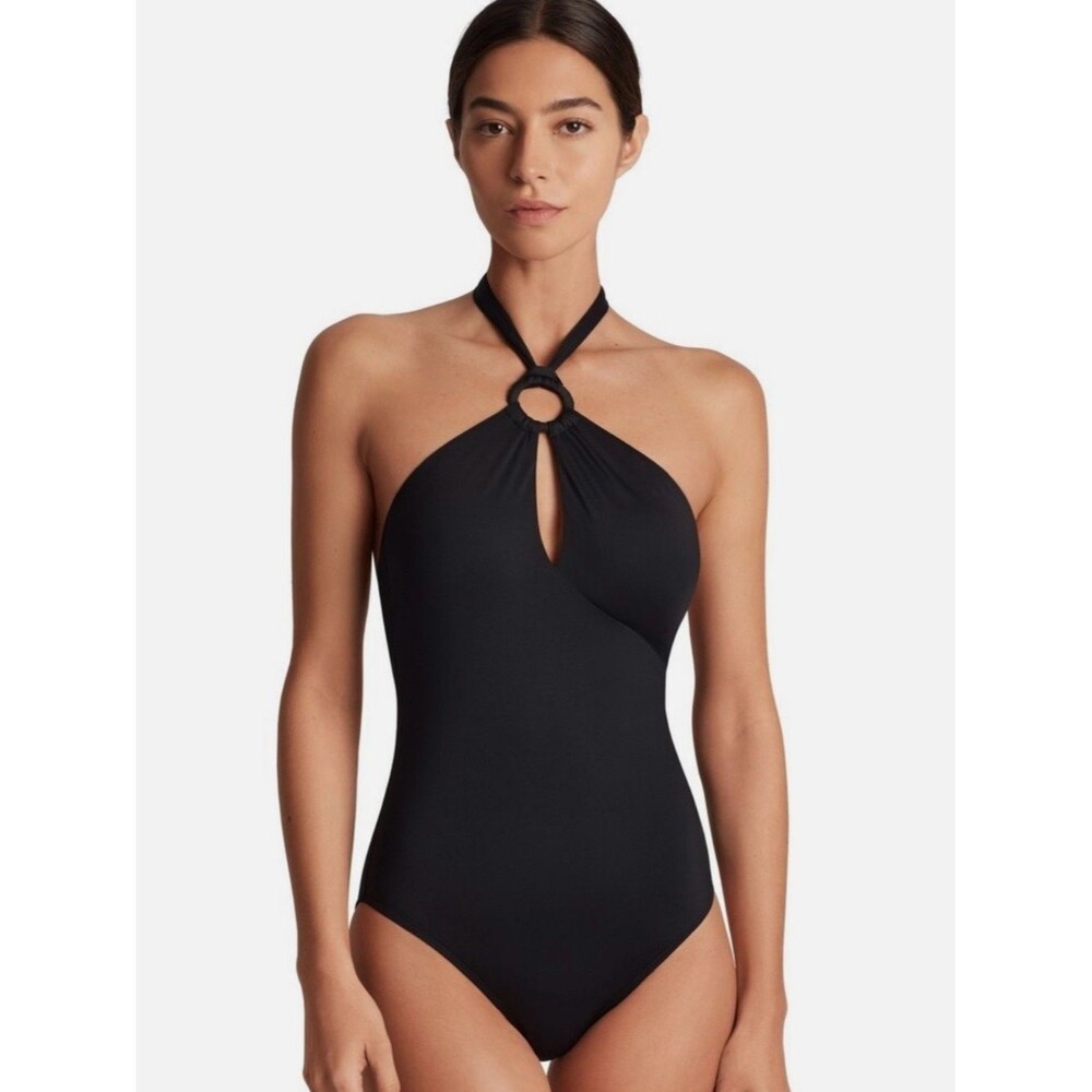 Lauren Ralph Lauren Black One-Piece Swimsuit with Halter Ring - Size 14 - NWT